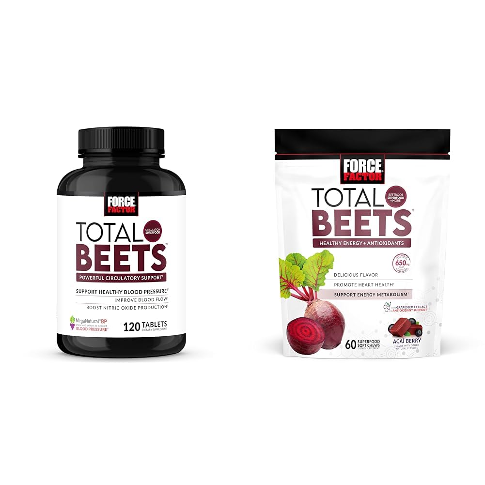 Facteur de force Pression artérielle et nombre total de betteraves Mâches Oxyde nitrique Soutien cardiovasculaire Graines Antioxydants 120 Nombre et 60 Mâches