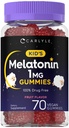 Carlyle Kids Melatonin Gummies de 1 mg 70 Comte de fruits Flaveur Gummy de légumes, non OGM, sans gluten