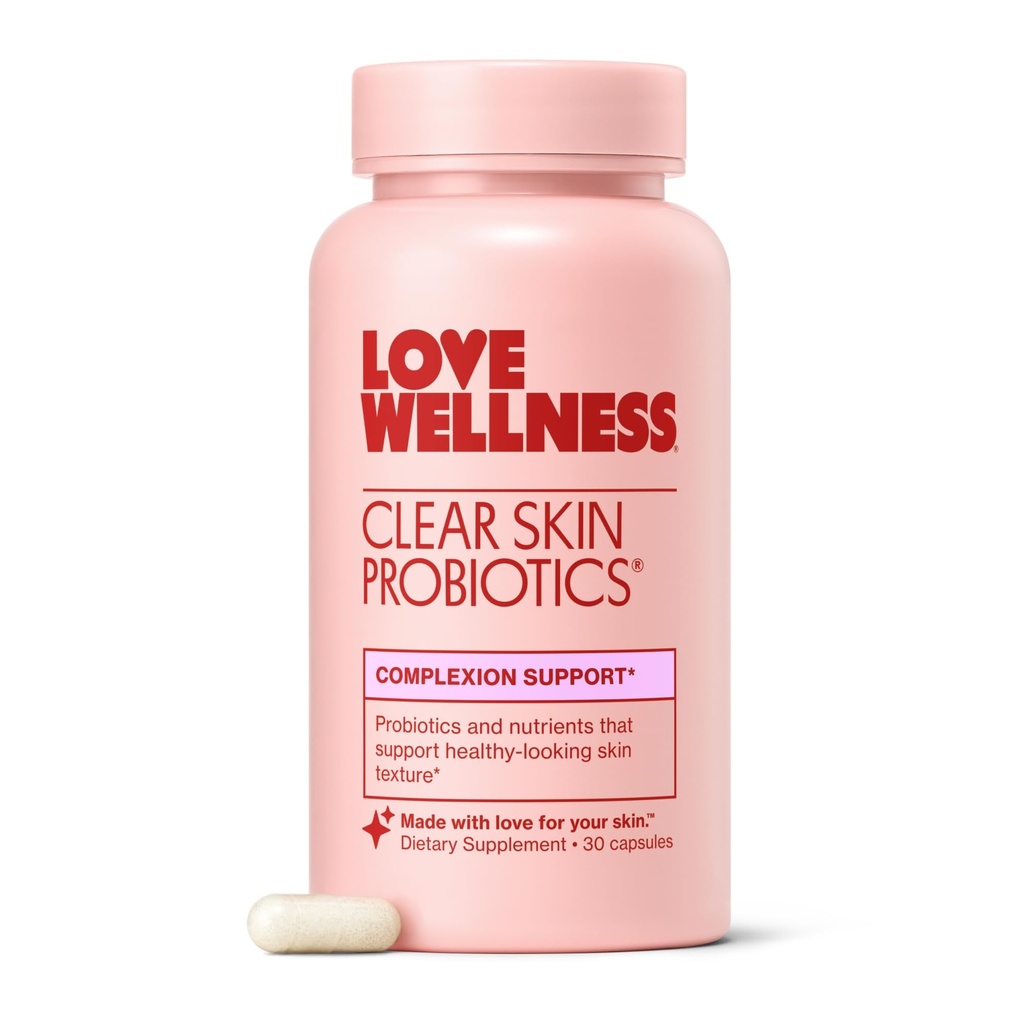 Liebe Wellness klare Haut Probiotic | Klare nach oben Hormonale Akne Pimples, Redness & Pore Minimizer | Hautpflege mit Zink, Bifidobacterium Longum & Chaste Tree Fruit Extract | Akne Behandlung | 30 Count