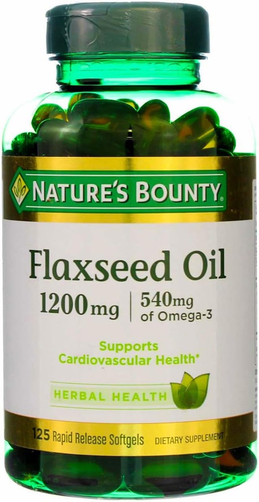 Huile de lin de la nature 1200 mg, 125 softgels à libération rapide (paquet de 3)