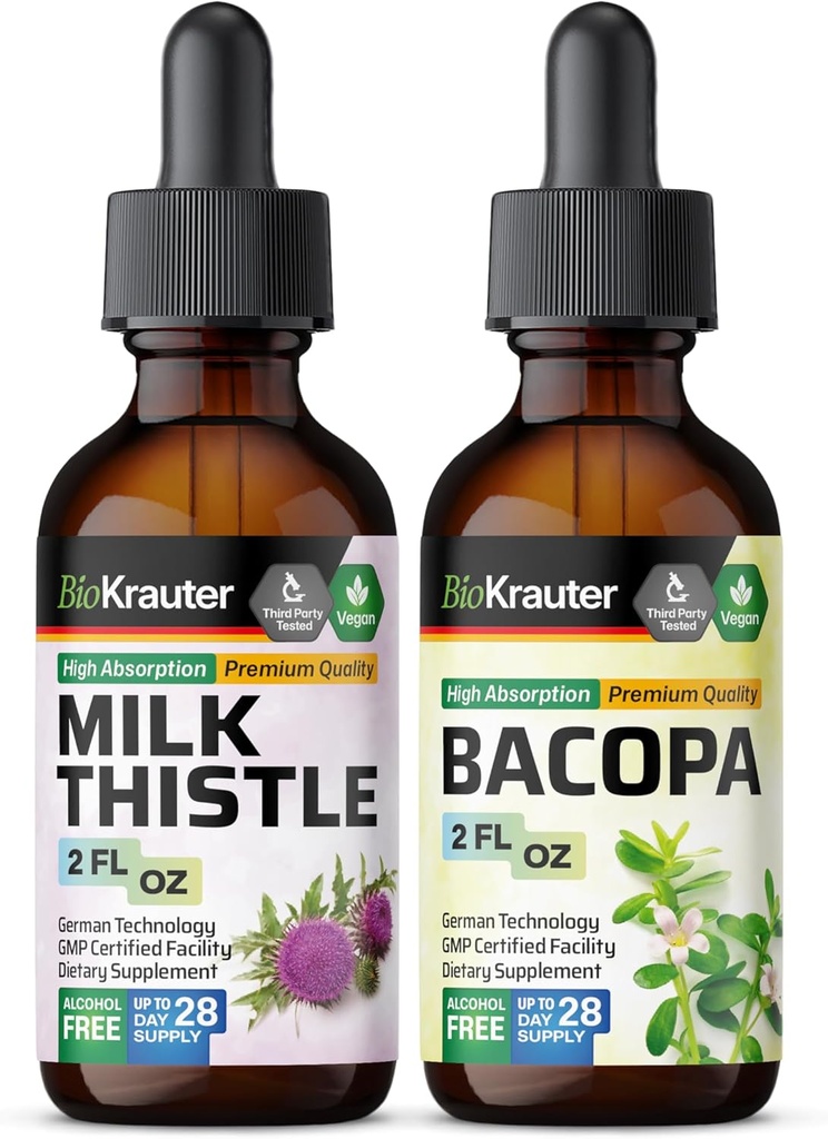 BIO KRAUTER Milchdistel Tinktur 2 Fl. Oz. & Bacopa Tinktur 2 Fl. Oz.
