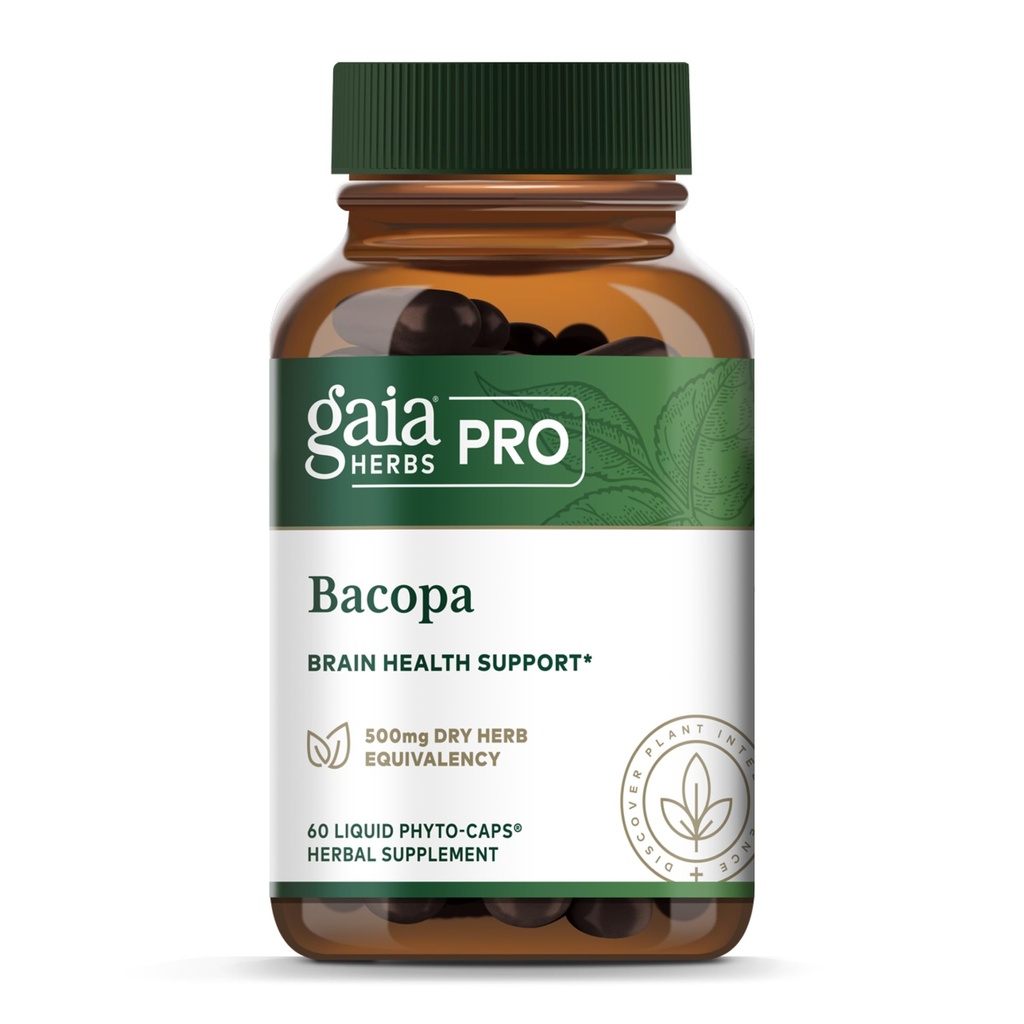 GAIA HERBS PRO Bacopa - Brain Health & Nootropic Support - 60 Liquid Phyto-Caps (30 Portionen)