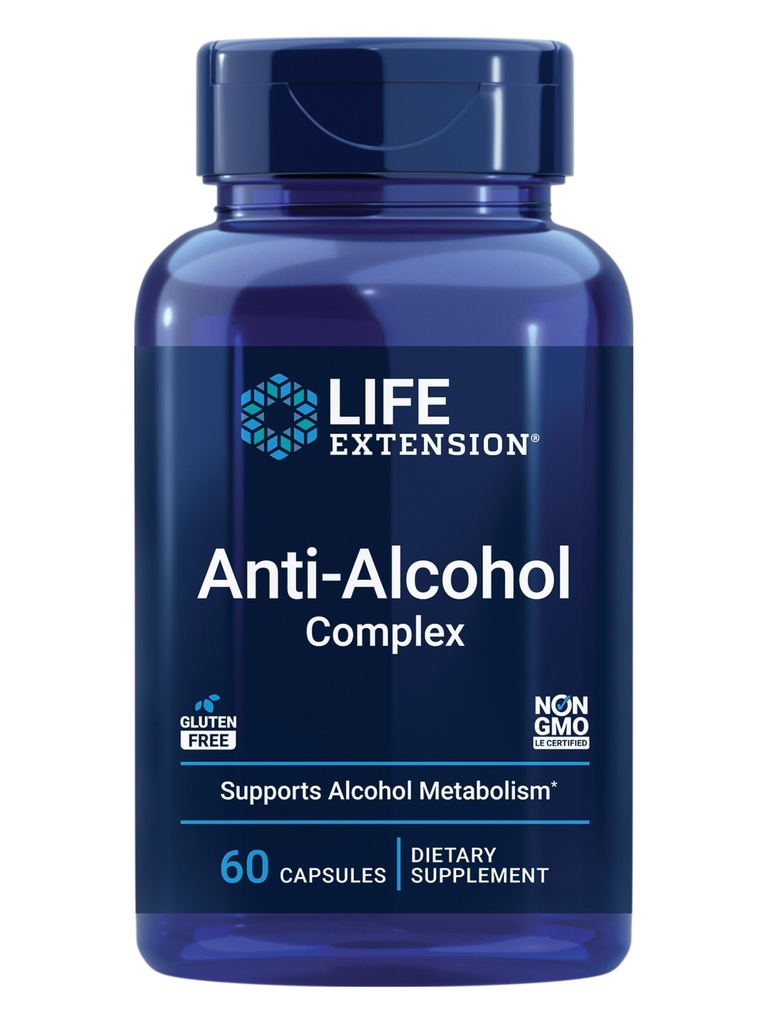 Extension de vie Complexe anti-alcool, vitamine C, zinc, graines de raisin, chardon de lait, extrait de girofle, soutient le métabolisme de l'alcool sain et la fonction optimale du foie, sans gluten, non-OGM, 60 capsules