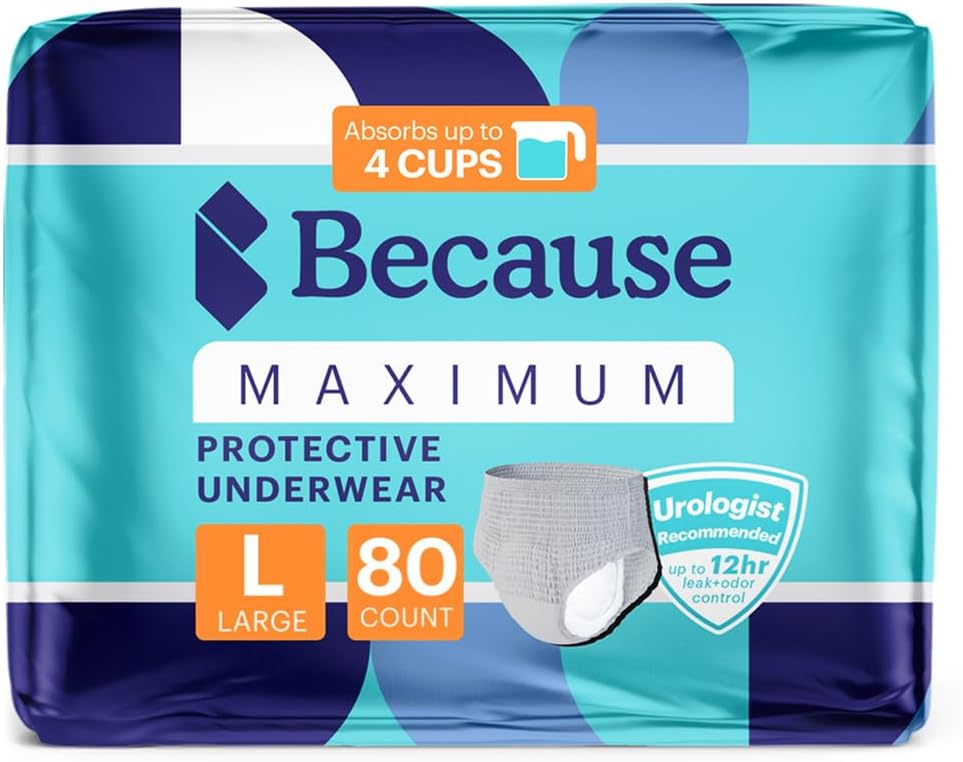 Da maximale Inkontinenz Unterwäsche für Herren - Heavy Bladder Leak Protection, Ideal für Overnight Leakage, Sleek, Invisible Fit, Grey, Large - absorbiert 4 Tassen - 80 Count (4 Packungen von 20)