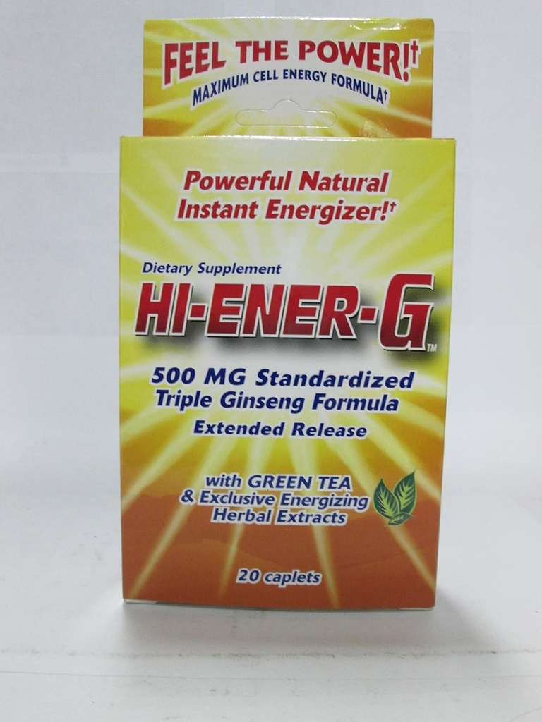 Windmill Health Products Hi-Ener-G Triple Ginseng Supplement Caplets, 500 mg, 20-Count Pakete (Pack von 3)