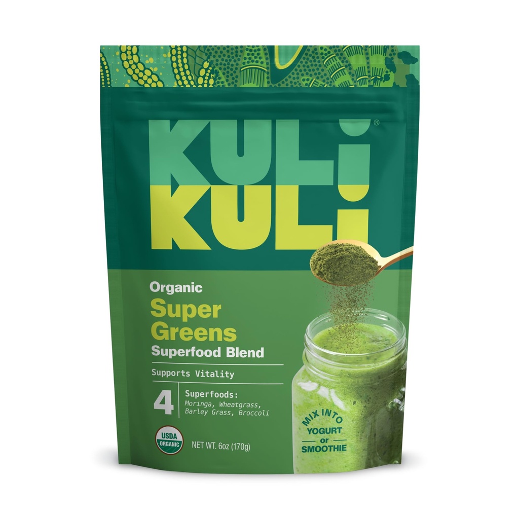 Kuli Kuli Green Power [6 oz] - Super Greens Powder - Nutrient Dense Moringa, Wheatgrass, Broccoli & Barley Grass Blend - 100% pflanzlichen basierten Bio-Superfood-Poder aus Remote Farms