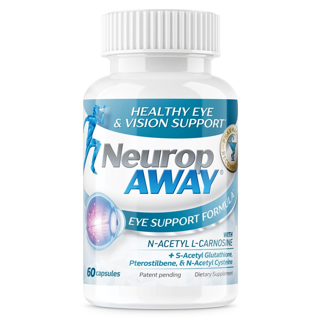 NeuropAWAY Eye Support Supplement 60CT mit Lutein N-Acetyl L-Carnosine S-Acetyl Glutathione N-Acetyl Cystiene Pterostilbene Lycopene Zeaxanthin zur Unterstützung gesunder Vision, hilft Blurry und trockenen Augen