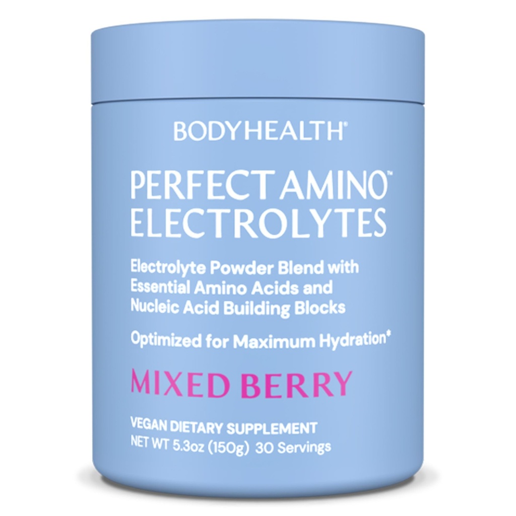 BodyHealth PerfectAmino Elektrolyte Pulver Kein Zucker, Keto Zucker freie Fasten Elektrolyte Getränk Mix, Hydration Pulver mit Trace Minerals - Gemischte Beere - 30 Portionen