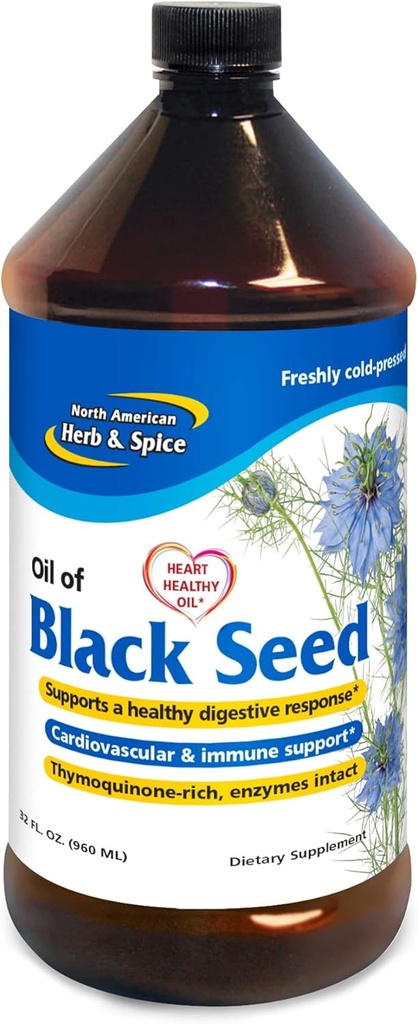 North American Herb & Spice Black Seed Oil - 32 fl. oz. - Herz-Kreislauf-, Verdauungs- und Immununterstützung - Non-GMO - 192 Servierungen