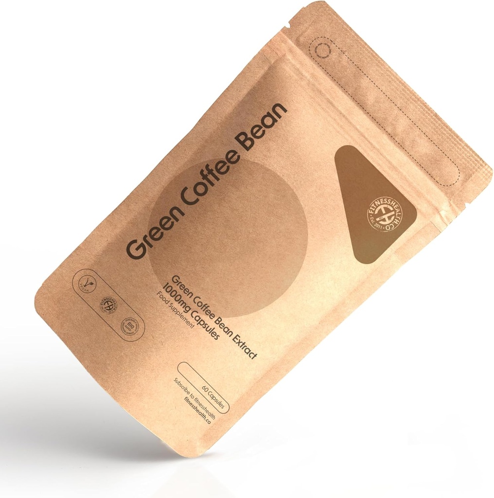 Fitness-Gesundheit Grün Kaffeebohnen Kapseln 1000MG (60 Kapseln) - Handpicked und Unroasted Green Coffee Bean Extract - Greens Coffee Supplement - High Strength Green Coffee Kapsel
