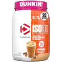 Dymatize x Dunkin' Cappuccino ISO100 Whey Protein Powder, 95mg Caffeine, 25g of Protein5.5g BCAAs, 120 Cal., Gluten Free, 1g Fat, 1g Sugar, 2g Carb (20 Servings)