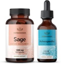 HERBAMA Sage und Ashwagandha Kit - Bundle von 1000 mg Sage Blatt Kapseln & Ashwagandha Wurzel Tinktur 2 fl oz - Vegan, Non-GMO, Sugar & Alcohol-Free - 2 Pack