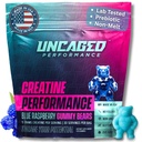 Gommies monohydratées créatine 5G - Delicious Blue Raspberry Flavor, Max Strength for Muscle Growth, Absorbation rapide pour les hommes et les femmes - Premium All Natural, Lab Tested - 30 portions