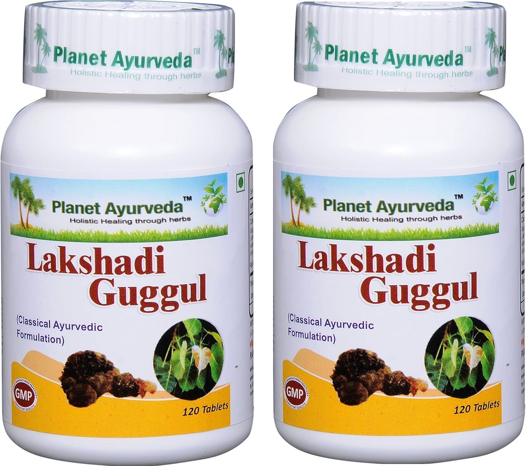 Planet Ayurvda Lakshadi Guggul - Kräutertabletten, 100% Natürlich - 2 Flaschen (jede Flasche enthält 120 Tabletten)