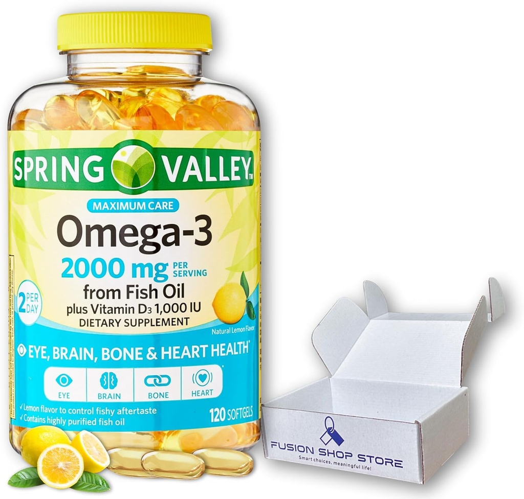 Omega 3 2000mg softgels- Fischöl, 120ct (Pack von 1), Boxed by Fusion Shop Store