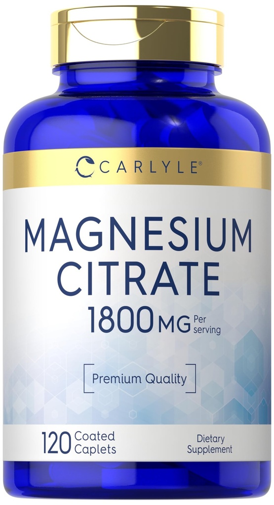 Carlyle Magnesium Citrate | 1.800mg | 120 beschichtete Caplets | Vegetarisch, Non-GMO und Glutenfreie Ergänzung