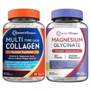 Ärzte Rezepte Multi Collagen Complex & Magnesium Glycinate Bundle, Ganzkörperverjüngung, Relax & Relief, Collagen Kapseln 90 ct & Magnesium Kapseln 90 ct