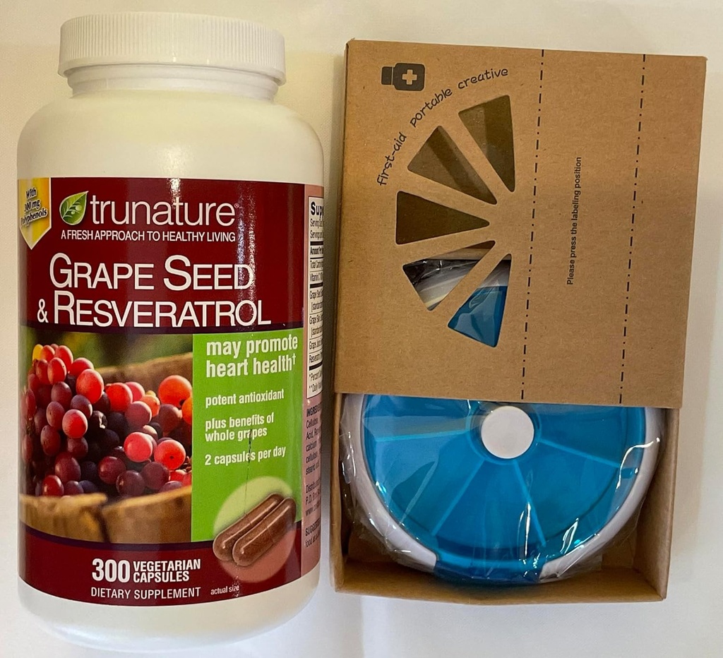 TruNature mit Resveratrol 300 Kapseln und HealthEmpire Pill Orgnizer Bundles (Pack von 1)
