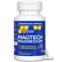 Magnesium Magtein L-Threonate, Glycinate & Taurate – 200mg Chelat Magnesium Complex – MagTech Magnesium Supplement zur Entspannung & Gehirngesundheit – 90 Kapseln