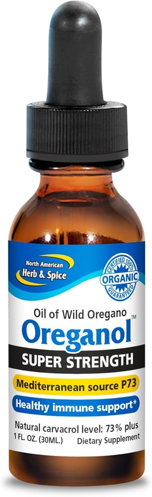 NORTH AMERICAN HERB & SPICE Super Strength Oreganol - 1 fl. oz. - Unverarbeitet, Wild, Bio Oregano Öl - Mediterrane Quelle P73 - Non-GMO - 432 Servietten