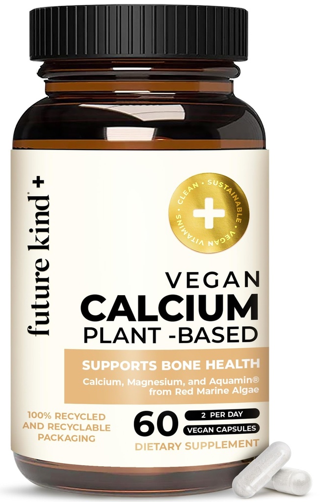 Zukunft Kind Vegan Kalziumergänzung - Pflanzenbasiertes Calcium Magnesium Supplement aus Island für Teeth & Knochen Unterstützung (60 Kapseln)
