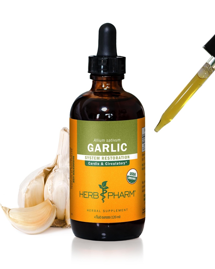 Kräuter Pharm Certified Organic Knoblauch Liquid Extract für Herz-Kreislauf- und Kreislaufunterstützung - 4 Unze