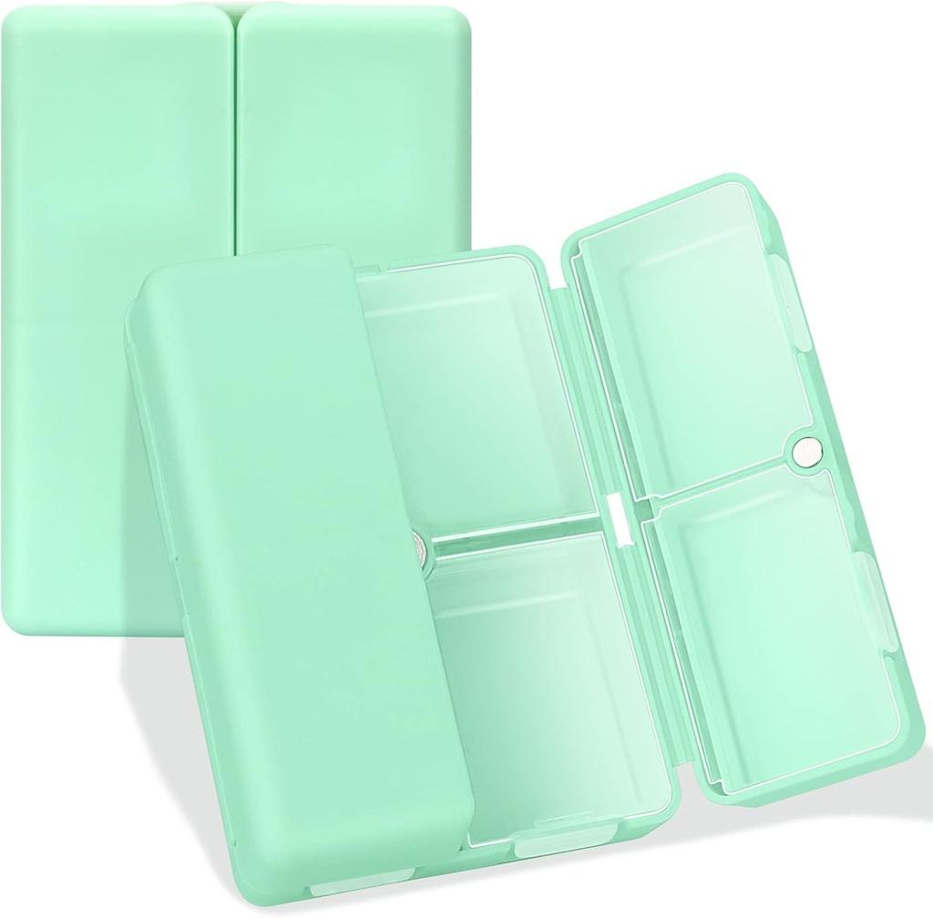 FYY Daily Pill Organizer, 7 Komponenten Tragbare Pille Fall Reisen Pille Organizer,[Folding Design] Pille Box für Geldbeutel, um Vitamine zu halten, Kaffee Leberöl, Ergänzungen und Medikamente-Green