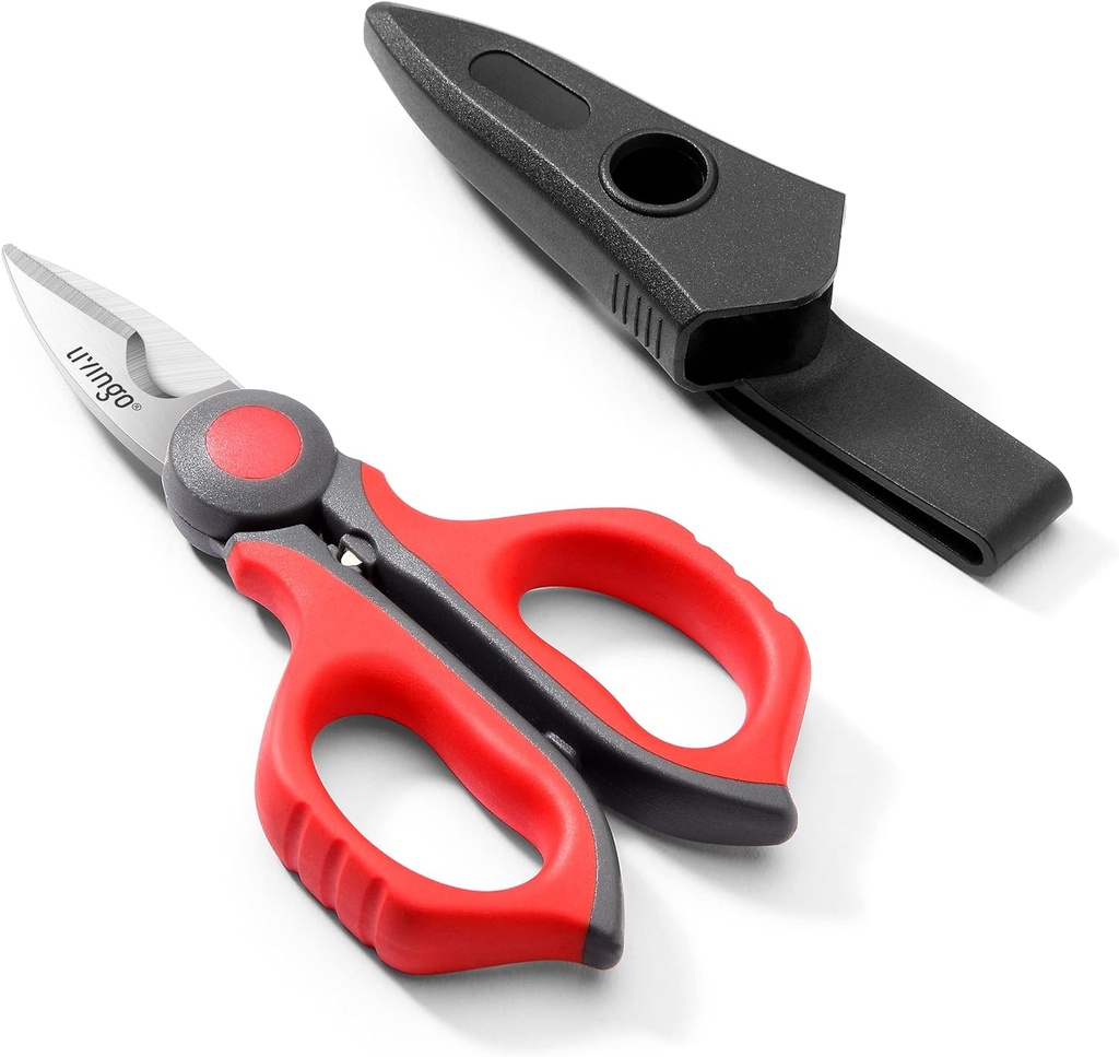 LIVINGO Electrician Scissors: 6 Zoll Sharp Heavy Duty Wire Shears - Edelstahl polierte Notch Klinge mit Gürtel Clip, Stripper Fiber Optic, Crimping Aluminium Kupfer Soft Cable Line