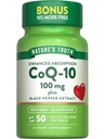 Nature's Truth CoQ10 100mg.50 Softgels Plus Extrait de poivre noir.