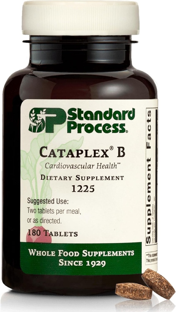 Standard Process Cataplex B - Nervous System & Heart Health Supplement - Contains B Vitamins for Energy Support - Supports Energy Metabolism - Non-Dairy & Non-Soy - 180 Tablets (90 Servings)