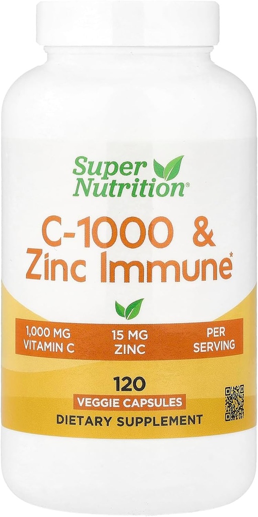 SuperNutrition, C-1000 & Zink Immun, Saisonale Unterstützung Formel*, Antioxidantienschutz*, 120 Tage Versorgung (Packaging May Vary)