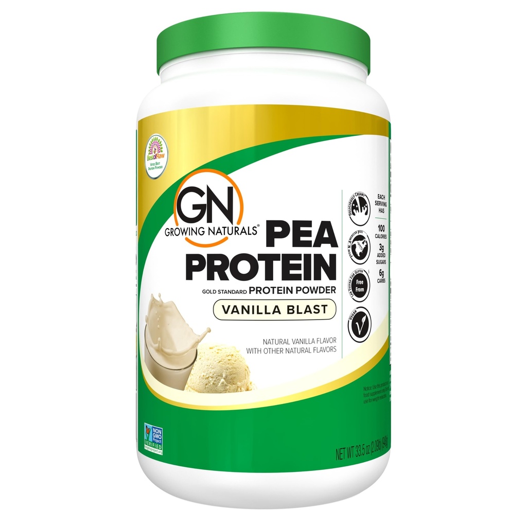 Wachsende Natürliche Rohe Pea Protein Pulver, Vegan Pflanzen basiertes Protein, BCAA, Low-Carb, Low-Sugar, Vanilla Blast, 2 Pound (Pack von 1)