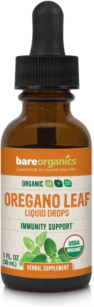 BareOrganics Oregano Blatt Flüssigkeitstropfen, Kräuterergänzung, Immunität Support Drops, 1 Unze