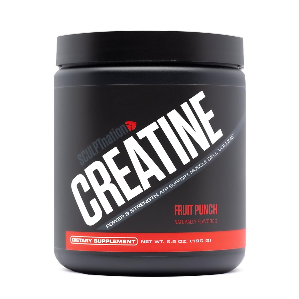 Sculpt Nation by V Creatine Shred - Poudre monohydratée de la créatine premium pour soutenir les muscles, l'énergie et la fonction cérébrale, la créatine aromatisée à la punch de fruits - 30 portions