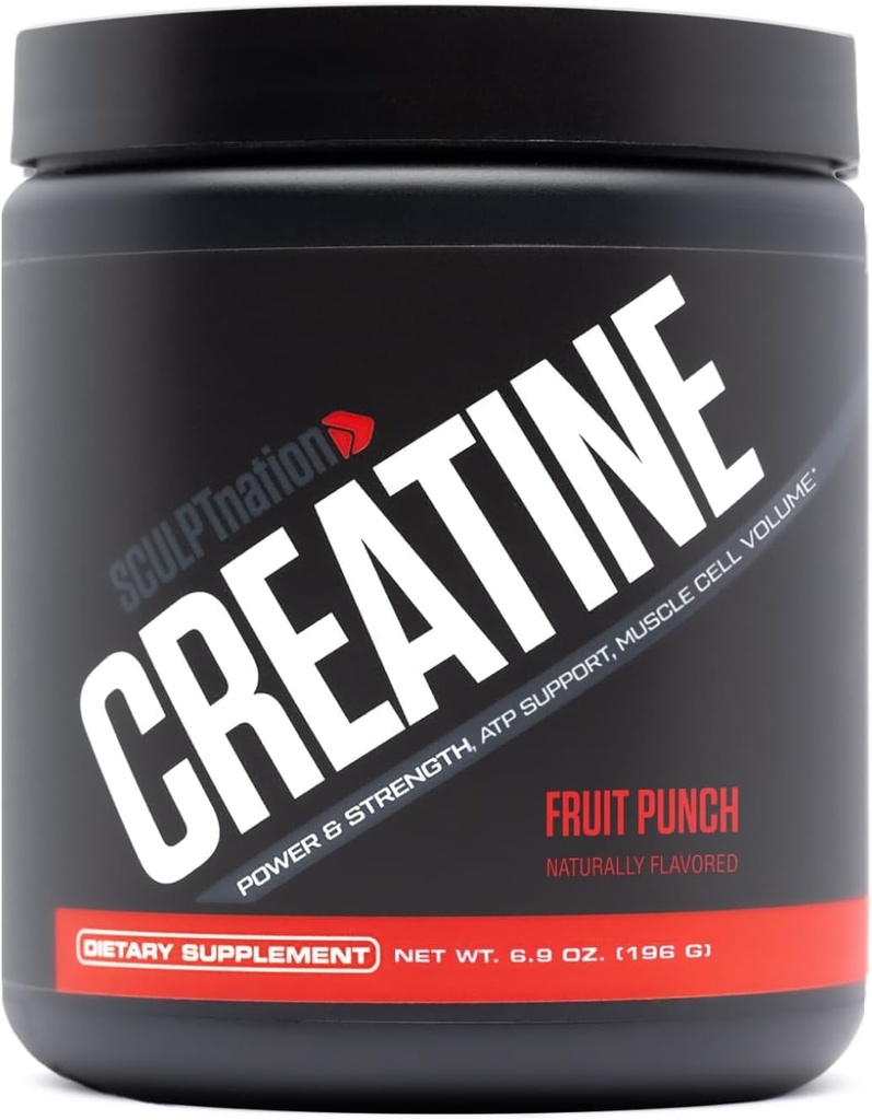 Sculpt Nation by V Shred Creatine - Premium Creatine Monohydrate Powder to Support Muscles, Energy, and Brain Function, Fruit Punch Flavored Creatine - 30 Servings