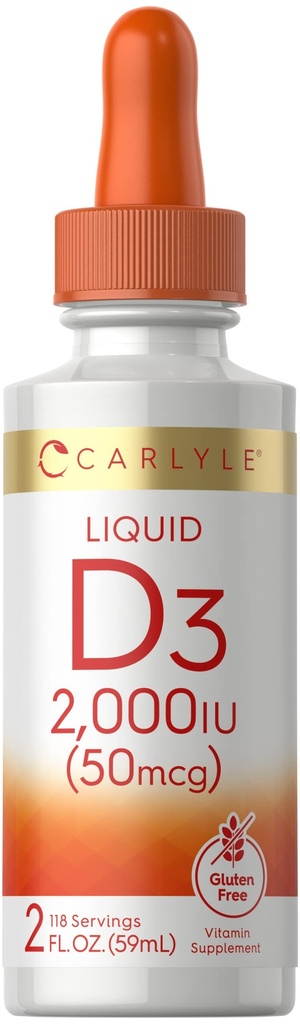 Carlyle Liquid Vitamin D3 | 2000 IU | 2 oz | Vegetarisch, Non-GMO, und Glutenfreie Formel | 50mcg | Vitamin D Flüssigkeitstropfen für Erwachsene