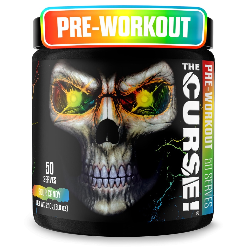 Der Fluch! Pre Workout Pulver für Männer & Frauen, Koffein, Beta-Alanin, Kreatin, L-Citrullin, 50 Servierungen, Sauer Candy Flavor – Boost Energy, Strength & Focus