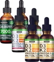 NUSAVA Fraise Aromatisée D3 K2 gouttes, Vanille Aromatisée D3 K2 gouttes, et Chlorophylle gouttes liquides - Potent Vitamines liquides pour le cœur, joint, énergie, et le soutien immunitaire - Non-OGM, sans gluten, 2pk