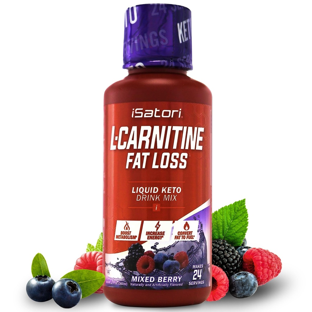 iSatori L-Carnitin 1500, Triple-Blend Liquid L Carnitine Supplement, mit Acetyl & Tartrat, Stimulant freie Energie, Niedrige Kalorien, Zucker oder Gluten, Keto-Friendly, Mischbeeren Geschmack (24 Servierungen)