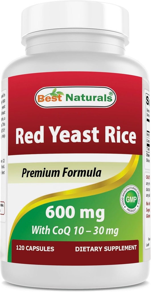 Best Naturals Red Yeast Rice mit CoQ10, 120 Kapseln - Herz-Kreislauf-Formel Enthält 600 mg Red Yeast Rice ans 30 mg CoQ10