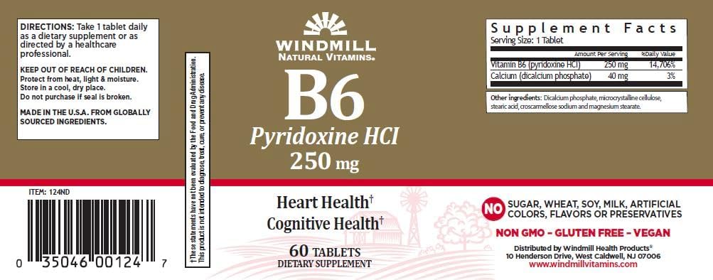 Pack von 3 EACH WM VITAMIN B-6 250MG 60'S PT3504600124 [Gesundheit und Schönheit]