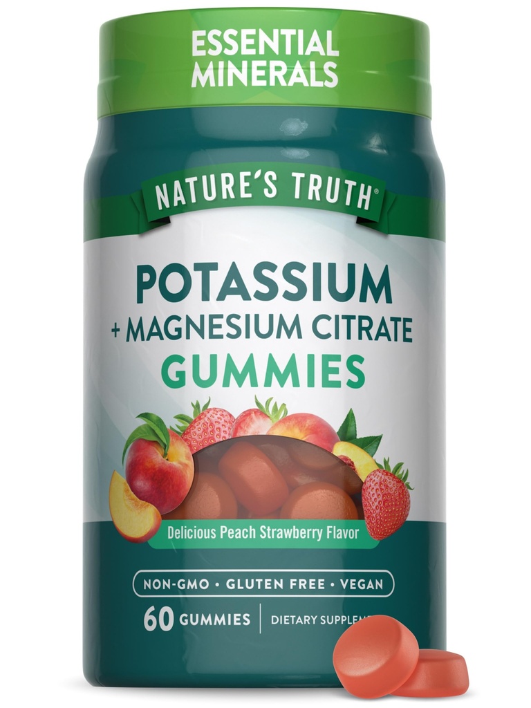 Nature's Truth Potassium Magnesium Citrate Gummis | 60 Count | Vegan, Non-GMO & Gluten kostenlose Ergänzung