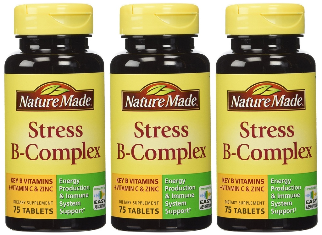 Nature faite Stress B Complexe W Zinc Taille 75ct (paquet de 3) 225 ct Total