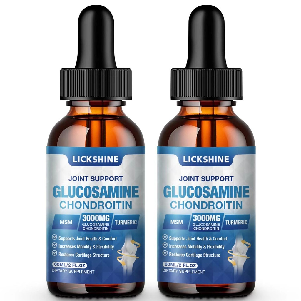 2 Pack Glucosamin Chondroitin MSM Liquid Drops - Extra Strength Joint Support Supplement für Erwachsene mit Quercetin Boswelia, Bromelain, Hyaluronsäure, Antioxidant Immununterstützung (4 Fl oz)
