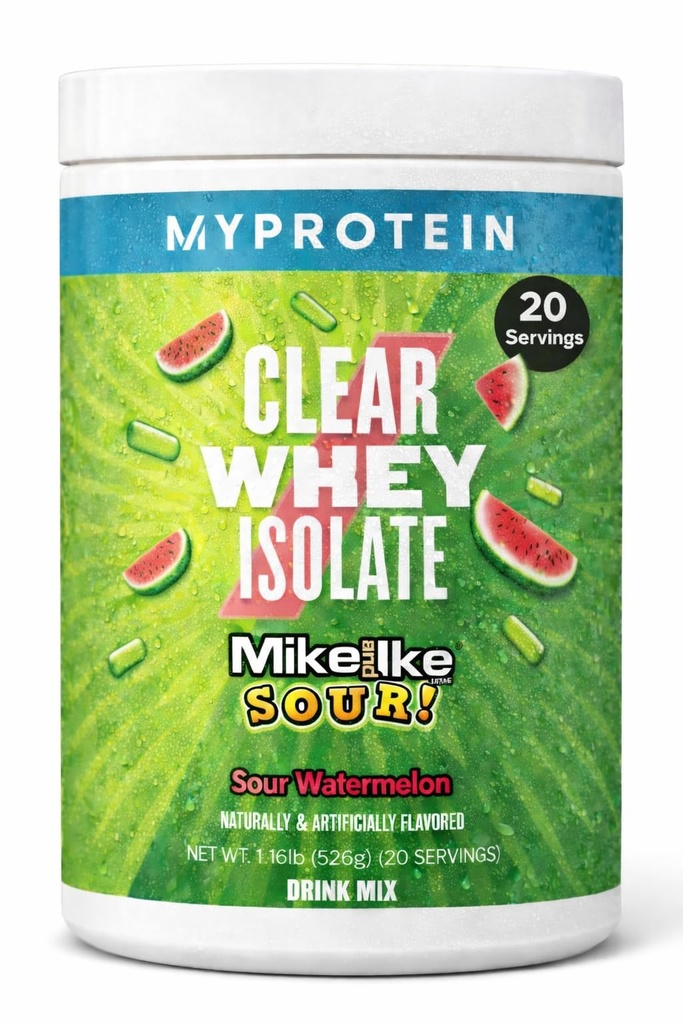 Myprotéine Clear Whey Isolate Protéine Poudre, 20 portions (1,1lbs) Fruité Mike et IKE Sour Pastèque Mélange, 20g de protéines par portion, boisson quotidienne pour une performance supérieure