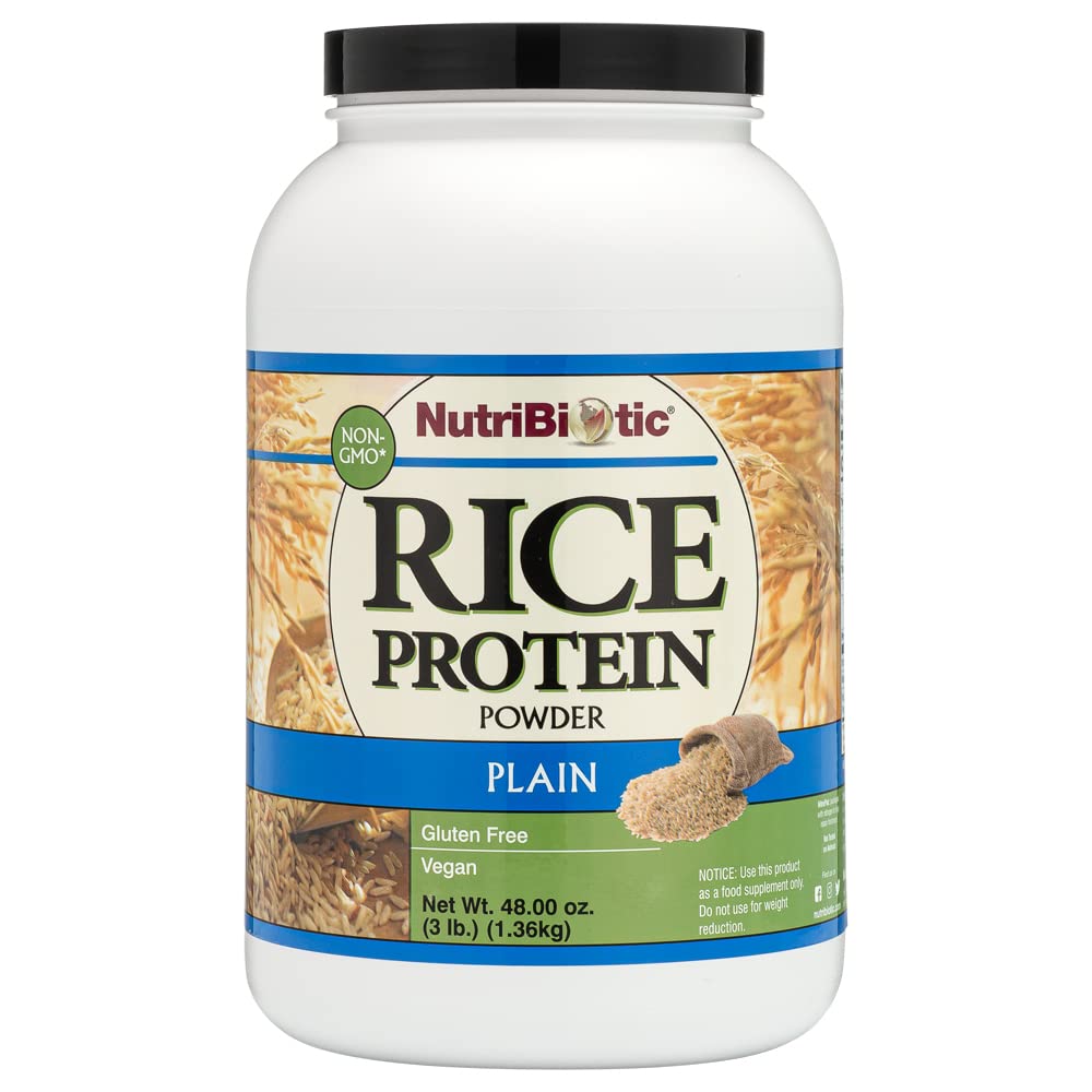 Protéine de riz ordinaire nutribiotique, 3 Lb (1,36 kg) , Poudre de glucides, de légumes et de protéines brutes , cultivée et transformée sans produits chimiques, gluten ou OGM , facile à digérer