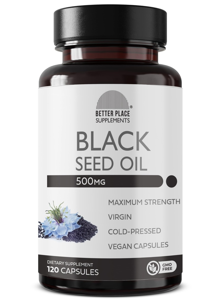 Black Seed Oil Capsules | (Non-GMO & Vegan) Kalt-Pressed Nigella Sativa Bereitstellung von reinem schwarzem Cumin Seed Oil | Super Antioxidant für Verdauung, Gelenke, Haar & Haut | 500mg pro Kapsel
