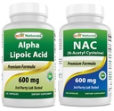 Meilleurs naturels Alpha acide lipoïque 600 mg et NAC N-acétyl-Cysteine 600 mg