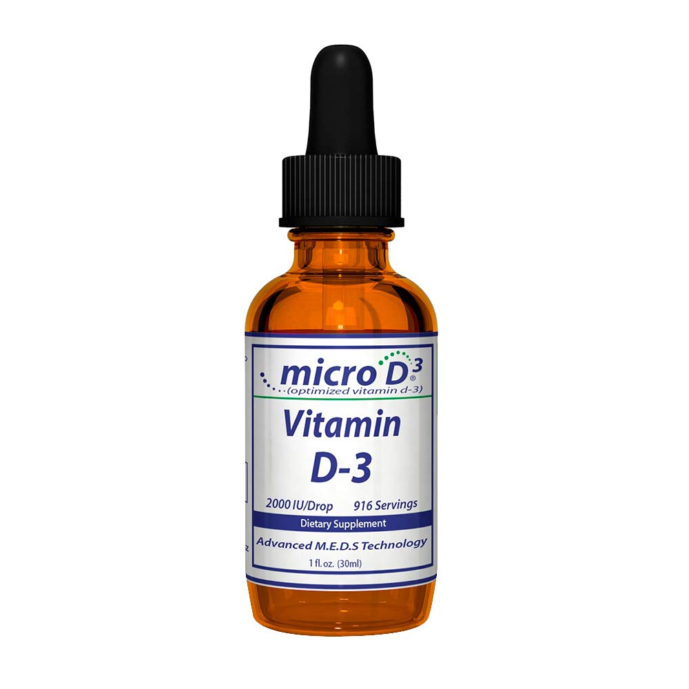 Nutrasal Micro D3 Vitamine D-3 gouttes - Concentration élevée (2 millions d'UI) Vitamine D3 avec la technologie Nano et jusqu'à 10X Absorption -1 oz (30 ml)