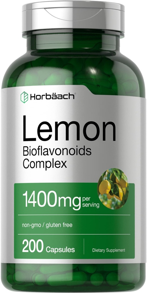 Horbäach Lemon Bioflavonoids Supplement | 1400 mg | 200 Kapseln | Komplex mit Rutin und Hesperidin | Non-GMO und Gluten frei